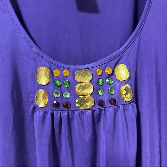 Y2K Fabulosity Purple Gem Embellished Short Sleeve Top Women’s Size XL NWT - Picture 4 of 11